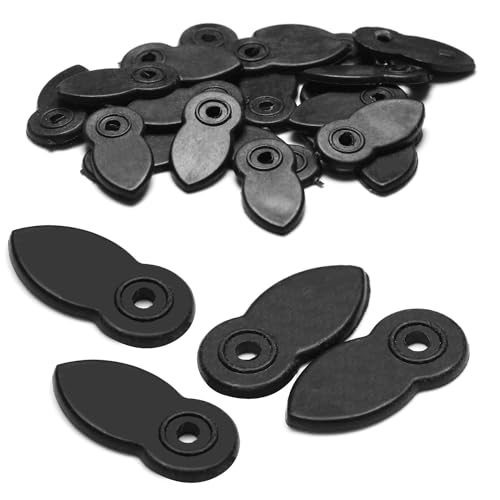 Image of Jutagoss 20Pcs Black Frame Turn Buttons, Plastic Flat Picture Frame Accessories with Screws, 21mm Length x 10mm Width x 2.5mm Bore, for Hanging Pictures, Photos, Artwork, Paintings