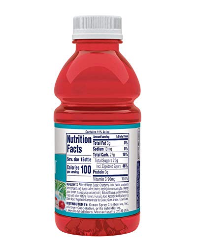 Image of Ocean Spray 100% Juice Cran Tropical, 10 Ounce Bottles (4 x Pack of 6)