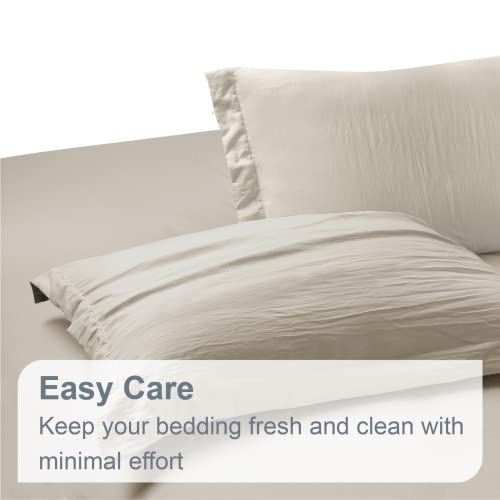 Swift Home Full/Queen Bedding Microfiber Reversible Duvet Cover & Sham Set, Prewashed Crinkle, Ultra-Soft, Lightweight & Durable – Khaki/Driftwood, Full/Queen (90”X90”) – Comforter Not Included #TOP4