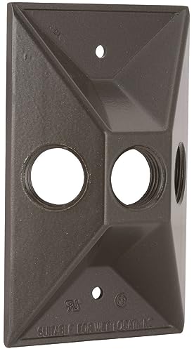BELL 5189-7 Raco 3-Hole Cluster Rectangular Weatherproof Cover, 4-19/32 in L X 2-17/32 in W, 1/2