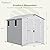 Greesum 6x8FT Plastic Outdoor Storage Shed with Floor, Resin Sheds with Lockable Double Door, Windows & Vents, All-Weather Tool Sheds for Garden, Backyard, Patio, Light Gray