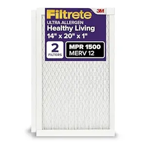 Filtrete Healthy Living Ultra Allergen Reduction AC Furnace Air Filter, MPR 1500, 14 x 20 x 1-Inches, 2-Pack