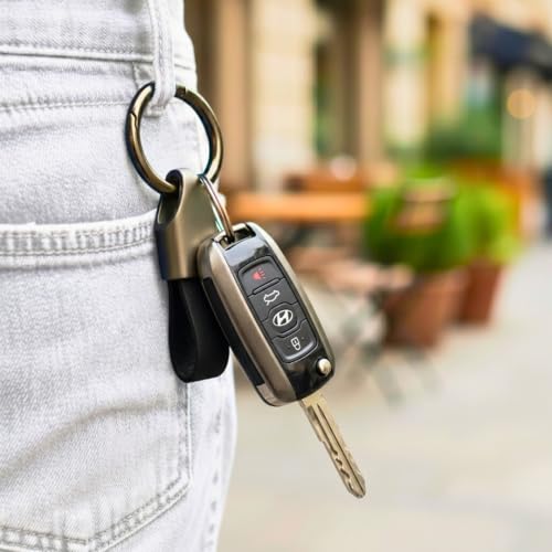 Image of THE MEN THING - Stylish Multicolor Stainless Steel Keychain for Men & Boys (AEROLOOP - Black & Matte Grey)