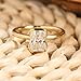 Silvart Half Bezel Set Radiant Cut Diamond Proposal Promise Engagement Ring Low Set 14K Yellow Gold Plated 925 Sterling Silver Handmade Customized Personalized Jewelry Anniversary Women Ring