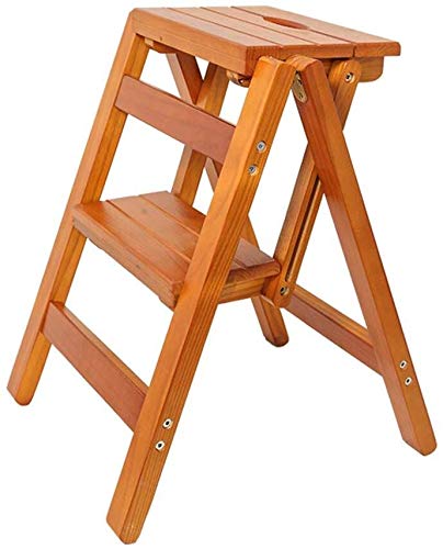 Taburete de escalera plegable de madera con tres peldaños para cocina