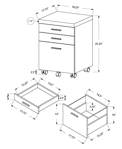 Monarch Specialties I 7401 File Cabinet, Rolling Mobile, Storage Drawers, Printer Stand, Office thumb #2
