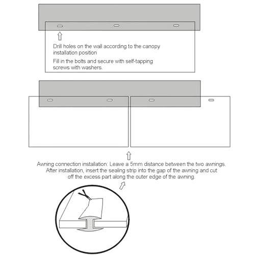 Auvent transparent contre infiltrations d'eau de pluie pour porte d'habitation - 4
