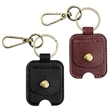 Xelsluthe 2 Pcs Car Key Cover PU Leather Car Key Sleeve for Broken Cars Keys Loop Replacement with Iron Ring for Men Women Black and Brown