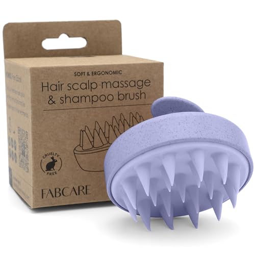 FABCARE Kopfhaut Massagebürste | Kopfmassage & Haarwachstum für alle Haartypen | Weizenstroh & Silikon | Kopfhaut Peeling für Nasses & Trockenes Haar | Blutzirkulation | Violett