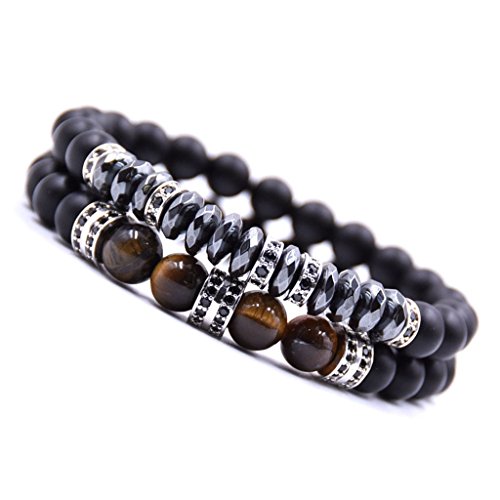 Joan Nunu 2PCS Black Beads Bracelet Set for Men Women Healing Energy Bracelets Handmade Jewelry Joan Nunu 2PCS Black Beads Bracelet Set for Men Women Healing Energy Bracelets Handmade Jewelry