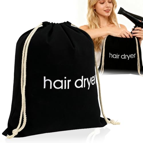 CHIAOJIHE Hair Dryer Bag Drawstring Blow Dryer Bag Hairdryer Bag for Travel and Bathroom Hair Dryer Case Dust Storage (Black)