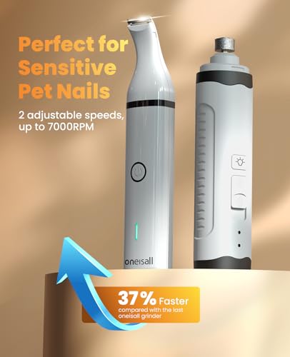 Image of oneisall Dog Nail Grinder and Paw Trimmer Kit 2 in 1 Low Noise Rechargeable Electric Pet Nail Grinder with 2 LED Lights and Cordless Dog Grooming Clippers with Double Blades