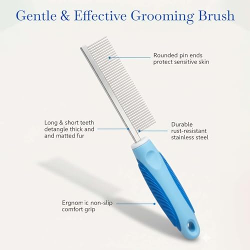 Image of Pets Empire 3-in-1 Dog & Cat Grooming Combo - Self-Cleaning Slicker Brush, Silicone Bath Brush & 200ml Anti-Tick Shampoo | Pet Grooming Kit for All Breeds