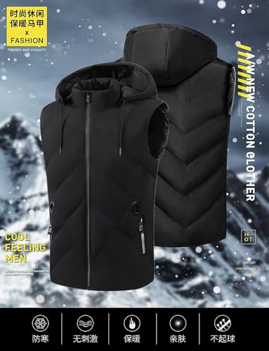 Casual Padded Lightweight Quilted Removable Hooded Puffer Vest for Men Women2
