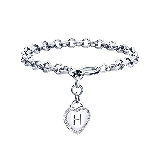 Image of CaleesLLC Letter A to Z Initial Charm Bracelet Adjustable Stainless Steel Anklet Personalized Wrist Link for Women