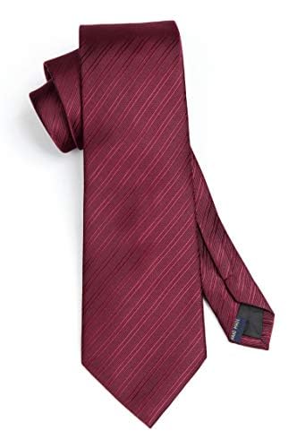 Image of HISDERN Mens Striped Tie and Pocket Square Set Necktie for Men | soft smooth texture, wrinkle-free, neat hand-tied knot, gifting ready, regular 3.4 width, coordinated look, business wedding