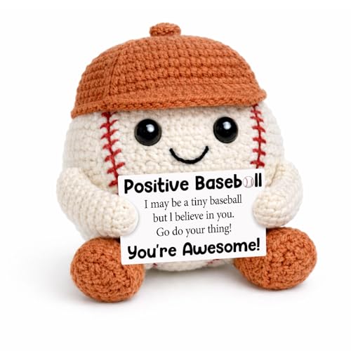 Mini Funny Baseball Fathers Day Birthday Gift for Dad Papa Grandpa Husband Uncle, Crochet Baseballs Senior Night Team Graduation Present for Teen Boys Girl Player Teammate Coach Boyfriend Brother