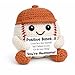 Mini Funny Baseball Fathers Day Birthday Gift for Dad Papa Grandpa Husband Uncle, Crochet Baseballs Senior Night Team Graduation Present for Teen Boys Girl Player Teammate Coach Boyfriend Brother