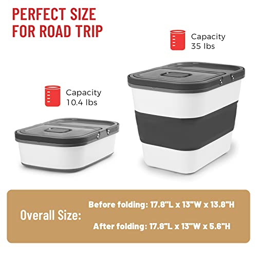 Sonkonia 35Lbs Large Dog Food Storage Container, Foldable Pet Food Container With Scoop, Collapsible Food Storage Bin With Airtight Lid For Cat Food And Cat Litter, Grey #TOP1