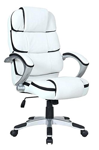Ergonomic PU Leather High Back Executive Computer Work Desk Task Office Chair (White)