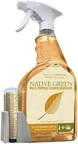 Native Green Multi-Purpose Cleaner/Degreaser Starter Kit. Kitchen Cleaner-Degreaser Bottle with 2 Refill Pods. Non-toxic and Eco-friendly Cleaning Products. Refill & reuse up to 50 times.