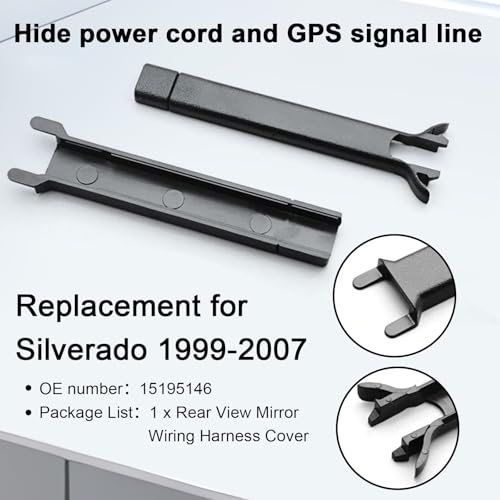 Image of KIMISS Rearview Mirror Wire Cover, for 1999‑2007 ABS Windshield Mirror Wire Cover Impact Mirror Wiring Cover | Easy Installation, Windshield Interior Mirror Wire Harness Cover Trim with Impact, Rear View Mirror accessories, Black