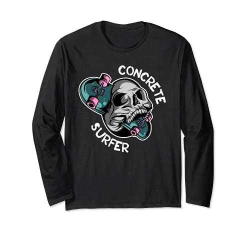 Concrete Surfer Skull Skateboard Long Sleeve T-Shirt