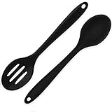 2 Pieces Silicone Nonstick Mixing Spoons, BPA Free and Food Grade Serving Cooking Spoon, High Heat R