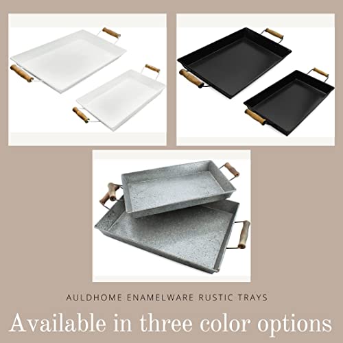 Auldhome Design Galvanized Farmhouse Trays (Set Of 2, Small & Medium); Farmhouse Decor Rectangular Trays With Handles #TOP6
