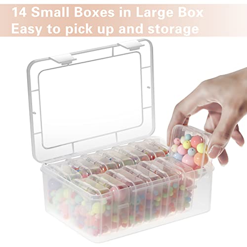 Mathtoxyz Small Bead Organizers, 15 Pieces Plastic Storage Cases Mini Clear Bead Storage Containers Transparent Boxes With Hinged Lid And Rectangle Clear Craft Supply Case #TOP2