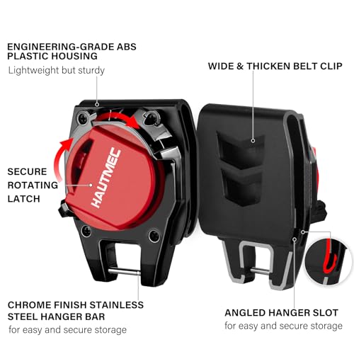 HAUTMEC Tape Measure Holder for Tool Belt Clip,Widen Locking Belt Clip up to 2-1/8" with Rotating Latch Tape Measure Clip Compact & Portable Measuring Tape Holder 25049 by HAUTMEC - Image 2
