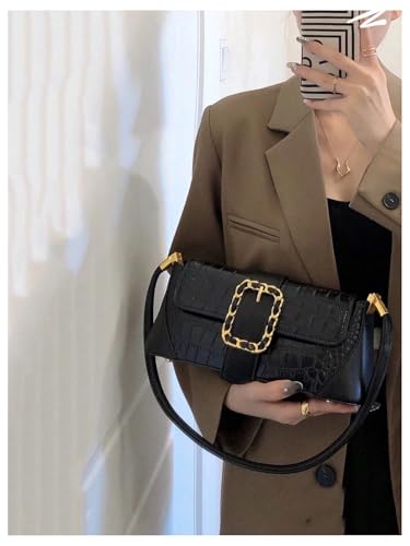 Verdusa Women's Elegant Crocodile Flap Shoulder Bag Vintage Leather Underarm Purse 5