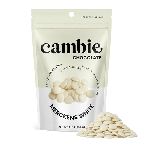 Merckens White Melting Chocolate - 1 Pound of Premium Quality White Candy Melts to make Dubai Chocolate Bar, Cake Pops, Cocoa Bombs, & Homemade Desserts