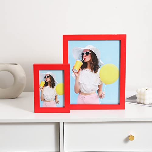 Wyooxoo 8X10 Picture Frames Set Of 2, Red Solid Wood Photo Frames Colorful Frame With Hd Plexiglass For Tabletop Display Or Wall (8" X 10" (2 Pack), Red) #TOP4