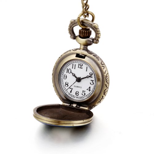 Image of JewelryWe Vintage Pocket Watch Cool Gear Steampunk Retro Pendant Necklace Watches for Men Women Halloween Costumes Daily and Office