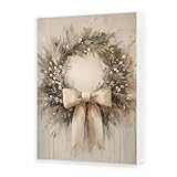 FTKBGHY Christmas Photo Album 4x6, Vintage Christmas Wreath Bow 18 Pockets all Picture Memory Book Photo Album Keepsake for Graduation Wedding Anniversary Travel Vacation