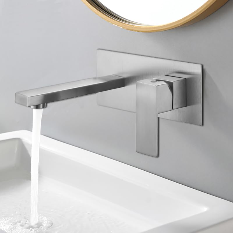 Robinet cascade mural encastré en acier inoxydable pour lavabo à poser