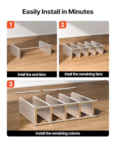VBENLEM Stainless Steel Shelves 48x18.5 Inch 5 Tier Adjustable Shelf Storage Unit Stainless Steel Rack Shelving Heavy Duty Shelving for Kitchen Commercial Office Garage Storage 330lb Per Shelf