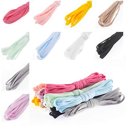 Lucywey 10 Pcs 5mm Goma Elástica Plana Colores Banda Elástica de Poliéster Cinta Elastica Costura Banda Elastica para Manualidades, DIY, Ropa, Bricolaje Cover