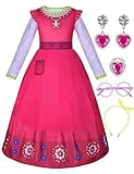 DANGCOS Wish Dahlia Dress Costume Asha Princess Dress Up Set Cosplay Outfits Halloween Christmas Birthday Party