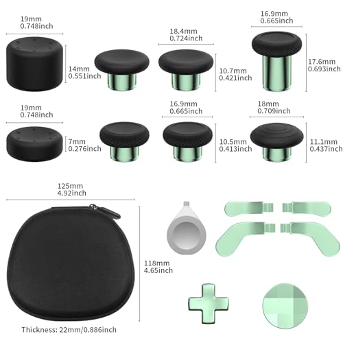 Image of CHARM FOCUS 16-in-1 Metal Thumbsticks Replacement Kits for Xbox Elite Series 2, Xbox Elite 2 Controller Accessories, Includes Magnetic Joysticks, Paddles, Silicone Caps, D-Pads, 1 Tool (Macaron Green)