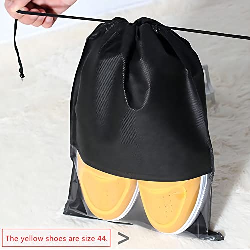 Conrover 24 Pcs Large Travel Storage Shoe Bag, Shoe Pouch Organizer Non-Woven With Rope For Men And Women, Saving Storage Bags With Translucent Window Design, Gray #TOP5