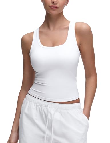 Image of CRZ YOGA Softembrace Scoop Neck Tank Top | Workout, Ultra Soft, Tight Fit, Waist Length, Double Lined, Sleeveless Shirts for Women