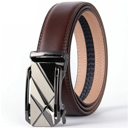 Men Metal Leather Belts Coffee Automatic Buckle Ceinture Belt Adjustable K120s24 130cm2