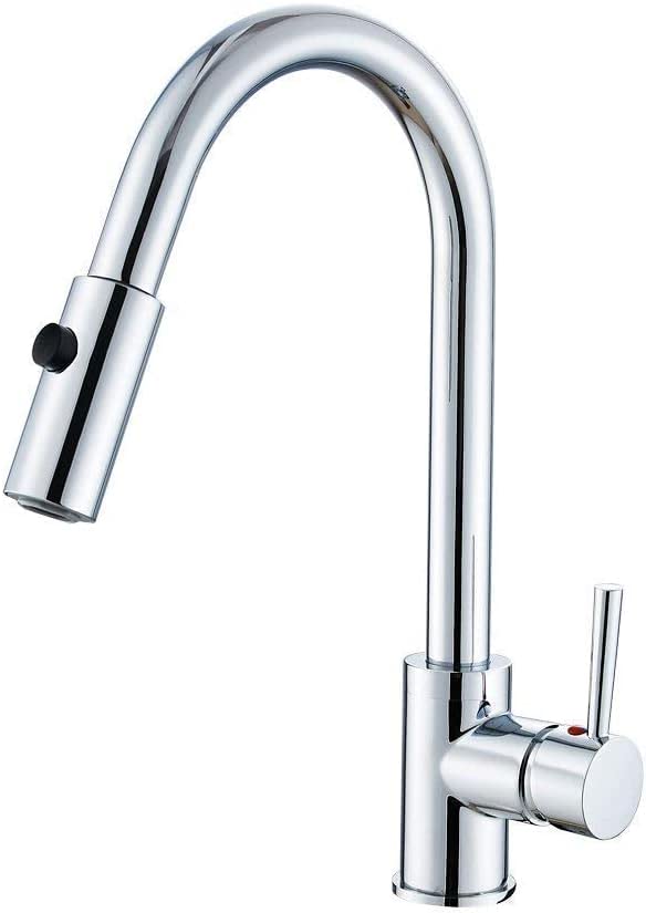 Robinet d'évier de cuisine en laiton massif monobloc avec bec rotatif à 360°