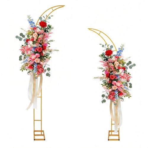 Gold Wedding Flower Arch Stand – 2-Pack Curved Half Arch