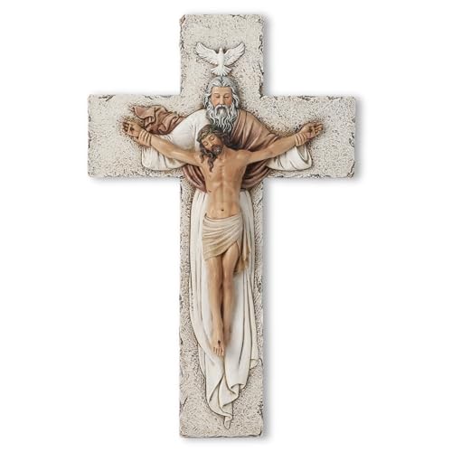 BC Katholisches Kruzifix, Heilige Dreifaltigkeit, Jesus Christus, inspirierende Heimdekoration, fromme Geschenke, 24,1 cm hoch, religiöse Wandskulptur, handbemalt von Buildclassic BC Katholisches Kruzifix, Heilige Dreifaltigkeit, Jesus Christus, inspirierende Heimdekoration, fromme Geschenke, 24,1 cm hoch, religiöse Wandskulptur, handbemalt von Buildclassic