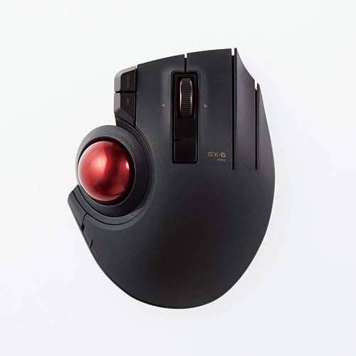 ELECOM EX-G Pro Trackball Mouse, Wired, Wireless, Bluetooth, 3 Types Connection, Thumb Control, 8-Button Function, Ergonomic Design, 34㎜ Smooth Red Ball, Windows11, macOS (M-XPT1MRXBK)