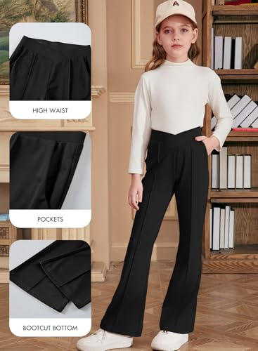 DOKOTOO KIDS Girls School Uniform Pants Flare Leggings Black Size 8-9 Years — view 5
