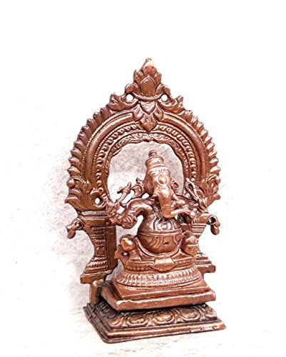 Image of Copper Little Ganesh with Prabhavalli Idol 3.0 in | 100g